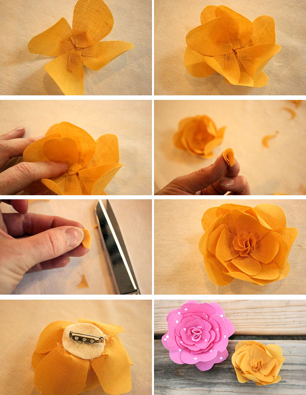 Техника изготовления цветов из ткани 2